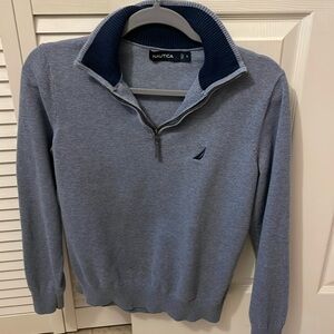 Small Nautical Half-zip blue sweater.